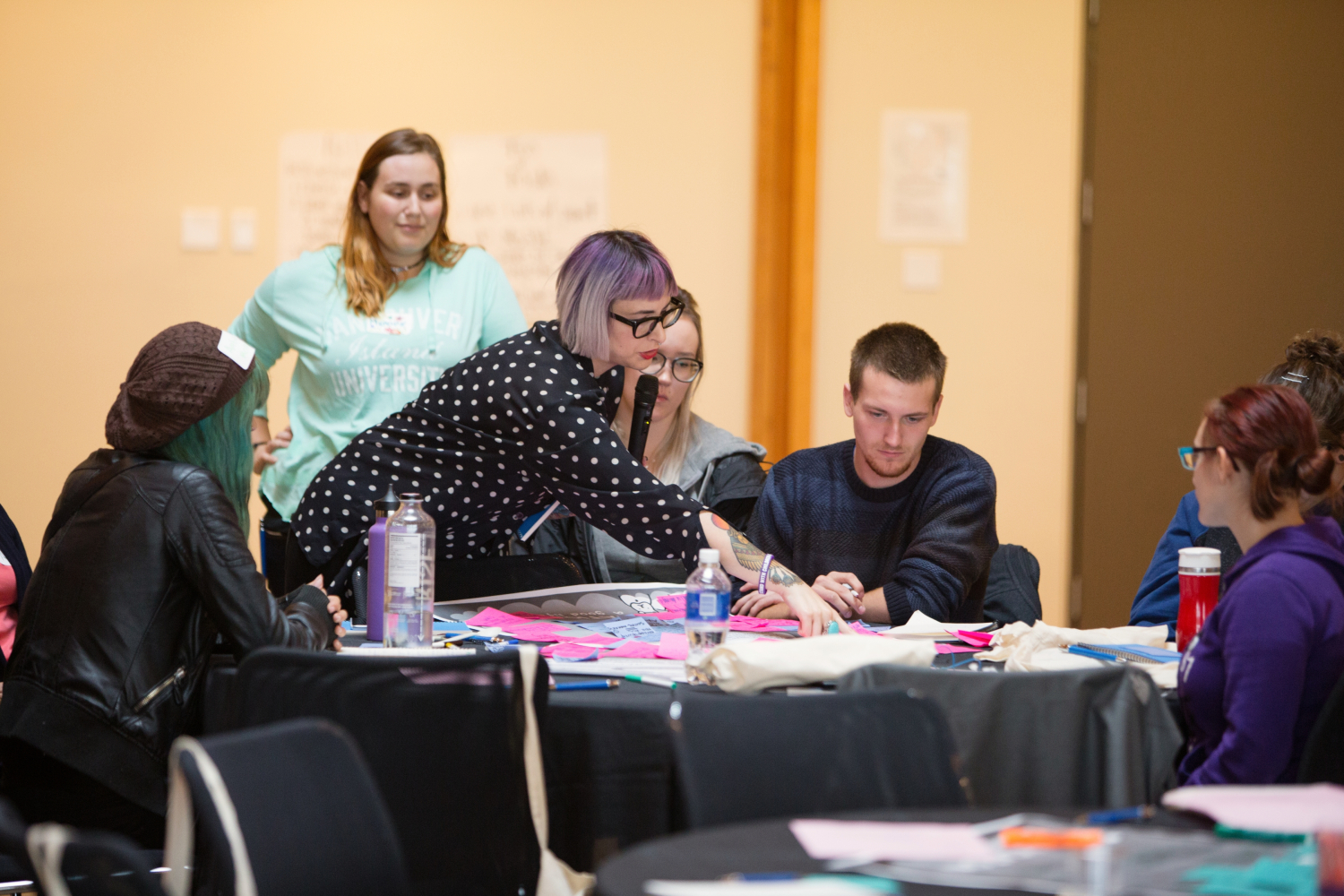 A group of people collaborating at a table