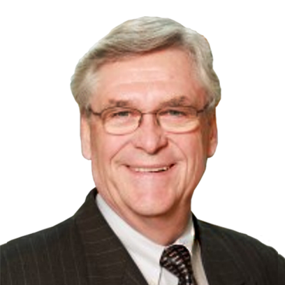 Bob Smith A smiling man with white hair and blue eyes wearing glasses and a suit and tie