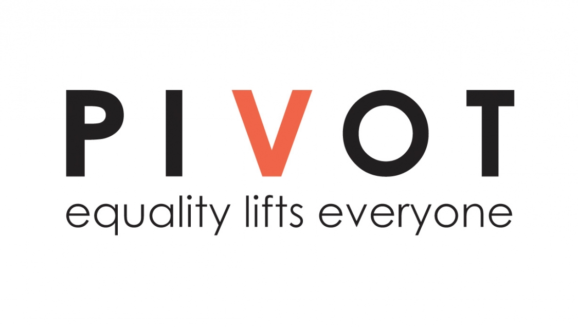 Logo of Pivot that reads: "Pivot, Equality Lifts Everyone"